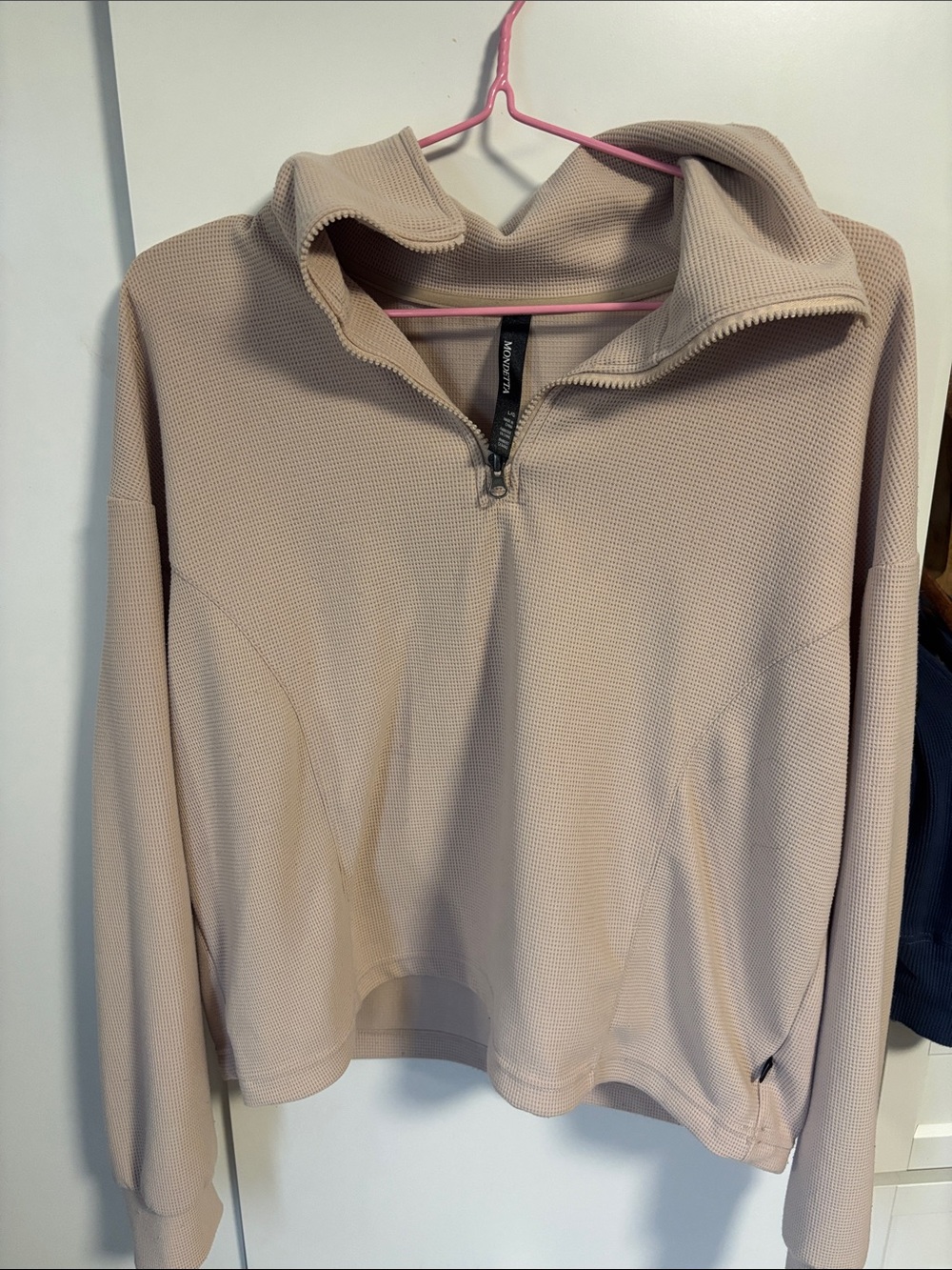 Mondetta Beige Quarter-Zip Waffle Knit Pullover